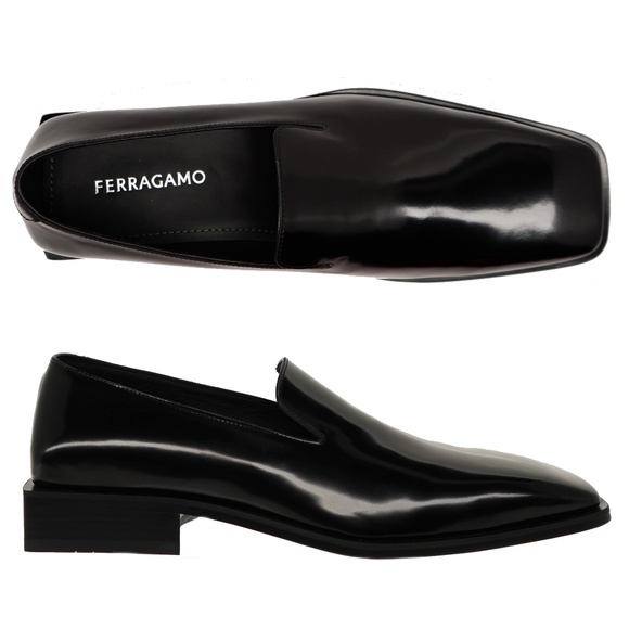 Salvatore Ferragamo Chagall Loafers Shoes Black Patent Leather Size 9 New - Picture 1 of 7